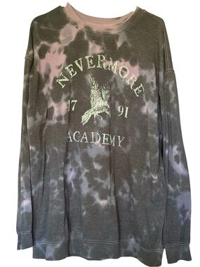 WEDNESDAY/Nevermore Academy Tie-Dye Long Sleeve Tee Sweatshirt Size XL COMFY!